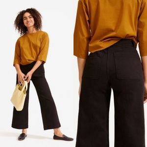 Everlane Black Wide-Leg Crop Short Chino Pants